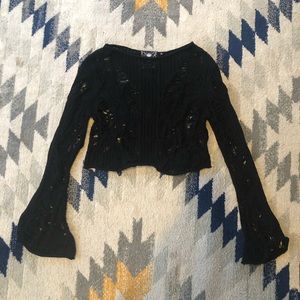 KILLSTAR crop mesh knit bell sleeve